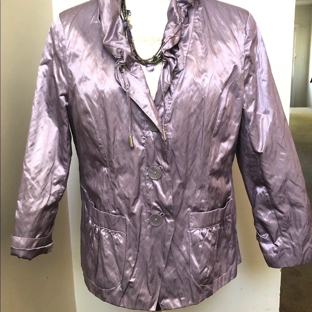 Lavender Chicos shiny jacket pockets gathered neck